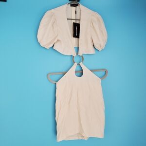 NEW PrettyLittleThing Bodycon Dress Size 4 Stone Ring Detail Cut Out